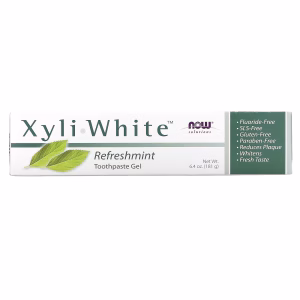 Pasta dental en gel Xyli White, Sin fluoruro sabor menta
